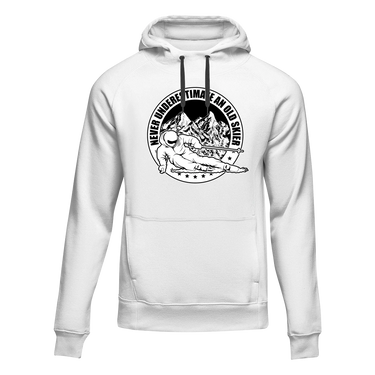 Never Underestimate An Old Skier Adult Fleece Hooded Sweatshirt